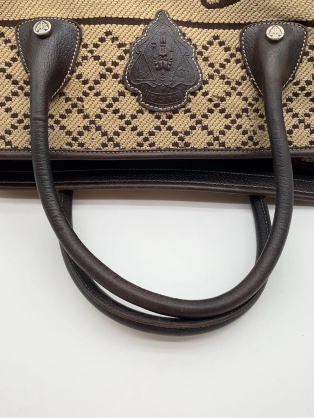Authentic Gucci Diamante Canvas Crest Logo Tote Bag Brown Beige 181494 Italy - Picture 6 of 16